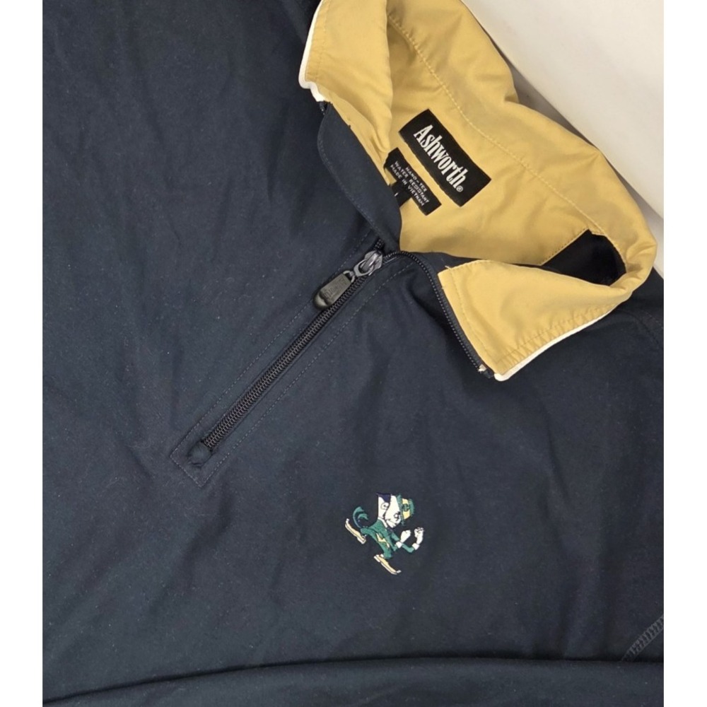 Ashworth Nano-Tex Golf Windbreaker 1/4 Zip Men's L Pockets Pullover Notre Dame